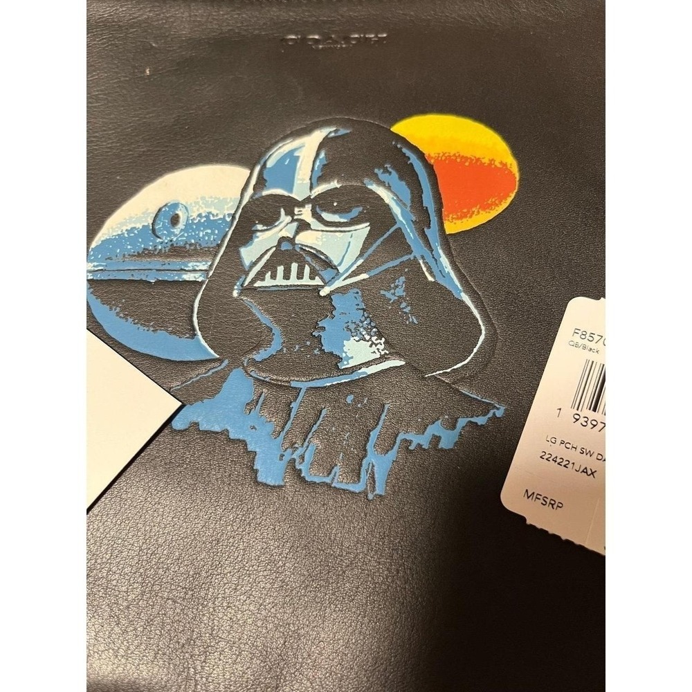 Star Wars x Coach Darth Vader Large Pouch Black Leather Clutch F85707 NWT gift - Picture 7 of 8